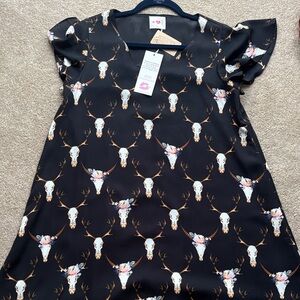 Buddy Love Black Dress with Floral Skull Print